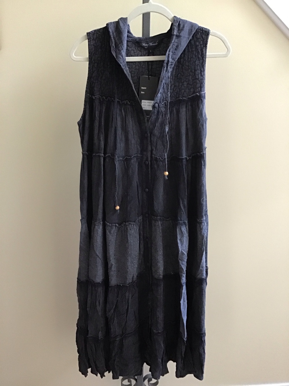 YOUNG THREADS NWT Dress Maxi Hoodie Charcoal Black Size Medium Ptp 20 lined
